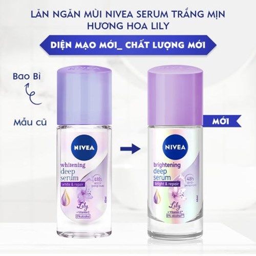 Lăn Ngăn Mùi NIVEA Serum Trắng Mịn Hương Hoa Lily (40 ml) - 85310