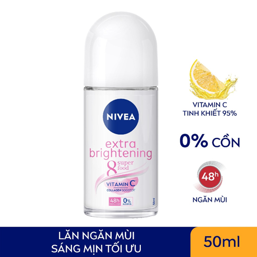 Lăn Ngăn Mùi NIVEA Sáng Mịn Tối Ưu, Giảm Thâm Sạm, Chiết xuất Vitamin C Tinh khiết 95% (50 ml) - 83747